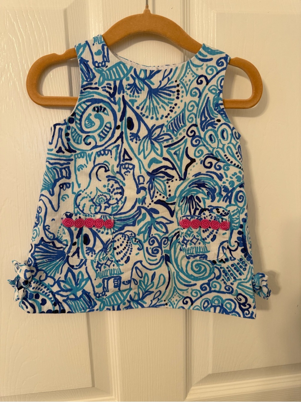 Lilly Pulitzer Blue and Pink Patterned Girls Tank Dress